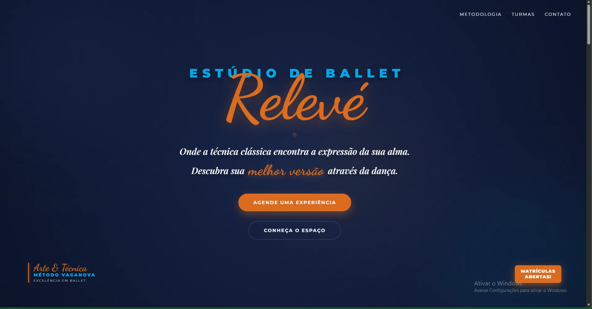 Projeto conceitual Relevé Ballet para uma escola de dança